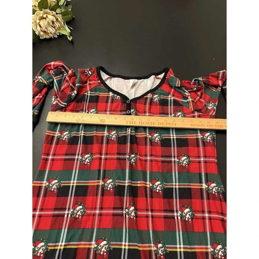 Bucees Red Black Christmas Plaid Night Gown Women's Sz M